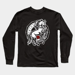 Horse Chinese Zodiac Sign Lunar New Year Tribal Design white Long Sleeve T-Shirt